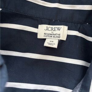 J.Crew Navy and White Stripe Cotton Blend Top